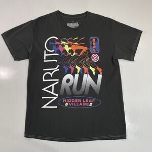 2007 Naruto Shippuden Ripple T-Shirt Graphic Hidden Leaf Village Black Large